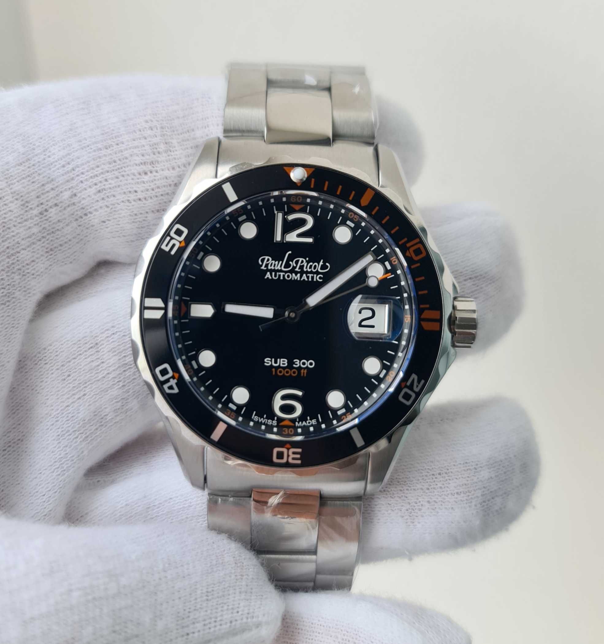 Чоловічий годинник Paul Picot SUB 300 Black ref. 9753 Automatic новий