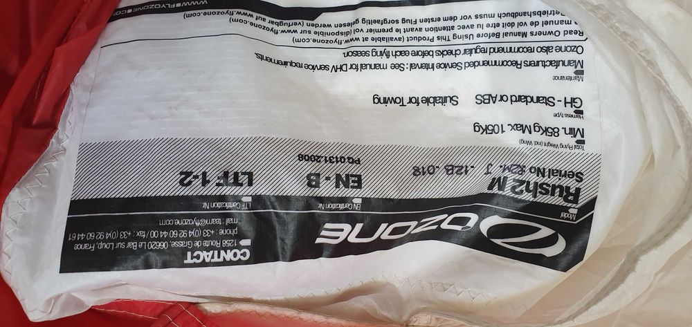 Ozone Rush 2 M 85-105 kg paralotnia