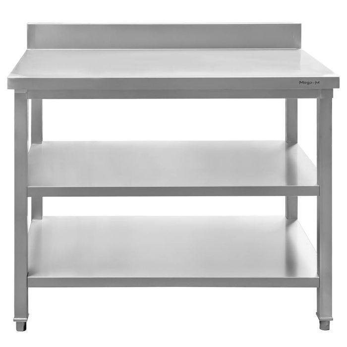 Stół gastronomiczny z rantem i 2 półkami Mega-M 100x60x85(H) - NOWY