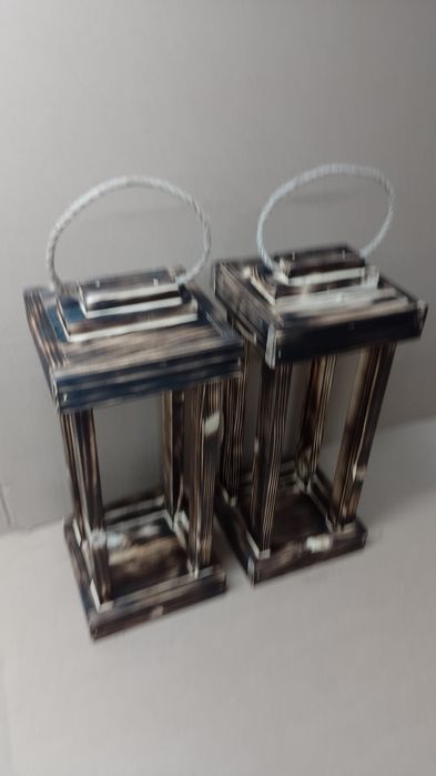 Lampion 46cm drewniany XXL 20x20cm z drewna  baza deska stroik latarni