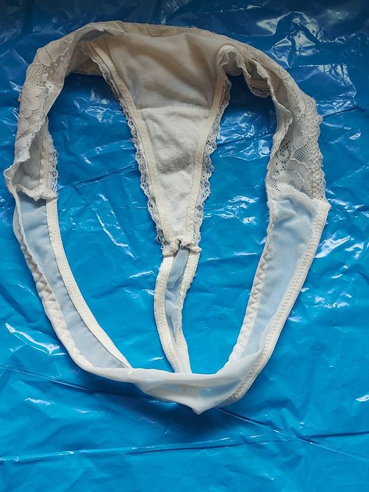 Stringi koronką białe damskie rozmiar S/M