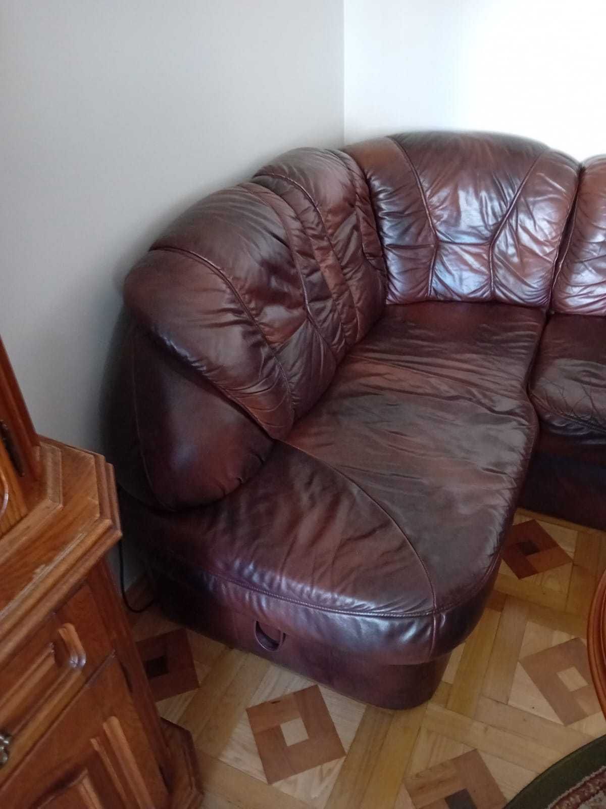 Narożnik skórzany z fotelem