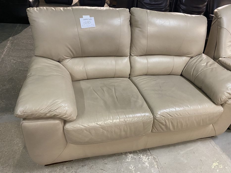 Sofa skórzana 2 osobowa skóra naturalna stan bdb beżowa FV DOWÓZ