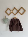 Sweter czekoladowy 92 brązowy na suwak z kapturem Handmade