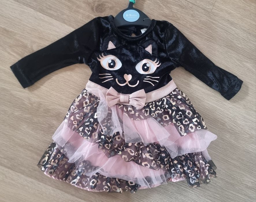 Strój kostium karnawałowy halloween kotka kot rozm. 68 74