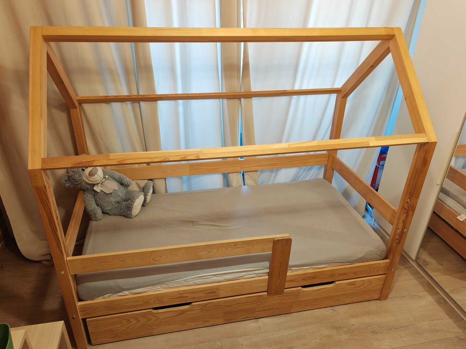 Łóżko dziecięce 160x80 domek + szuflada + materac