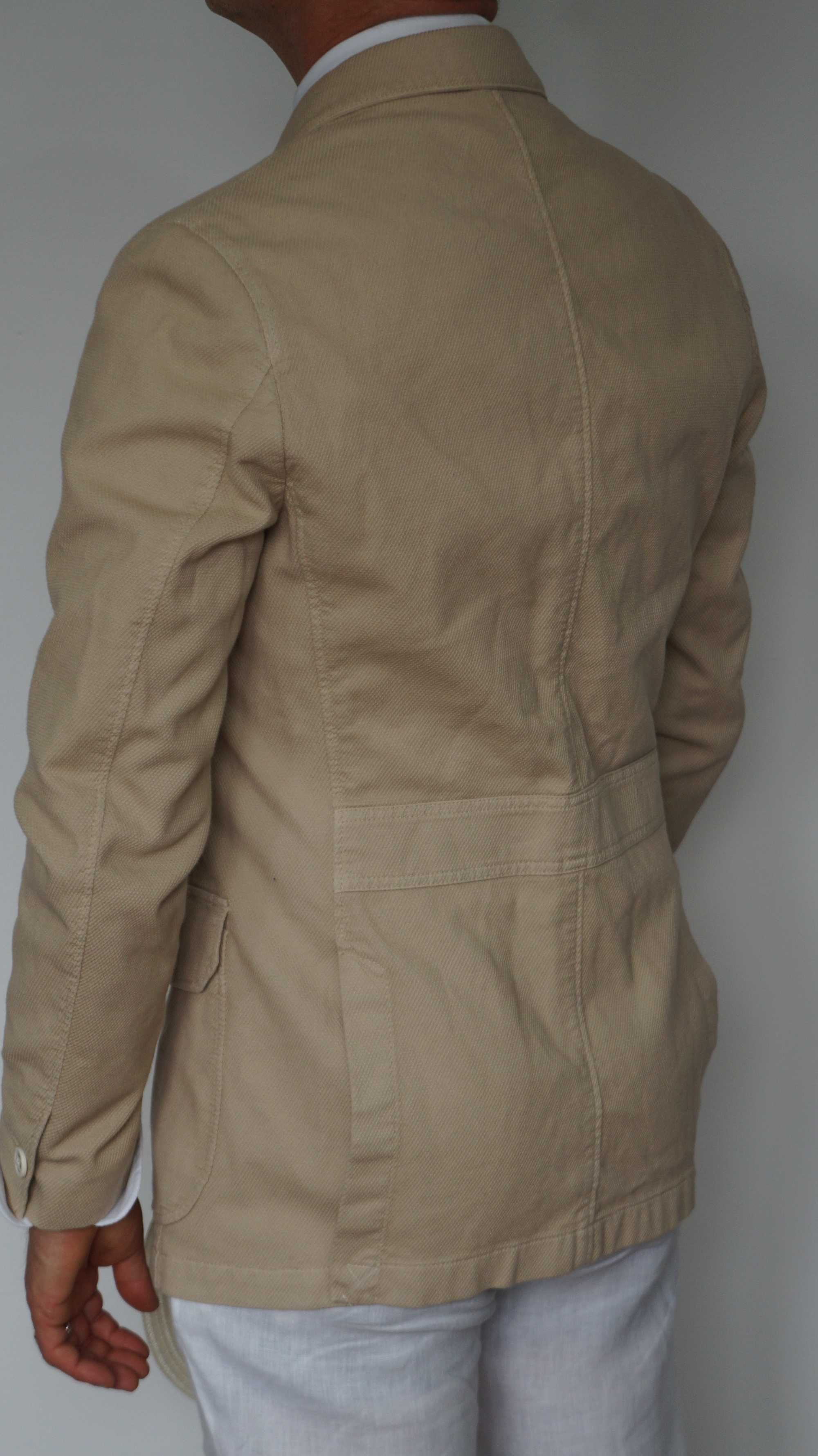 Marynarka Nowa Safari Massimo Dutti Rozmiar 48 Kolor Beż Bawełna