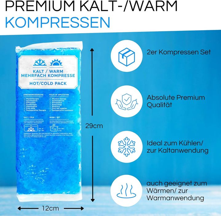 2 X Premium Kompresy Chłodzące i Grzewcze 29x12 cm