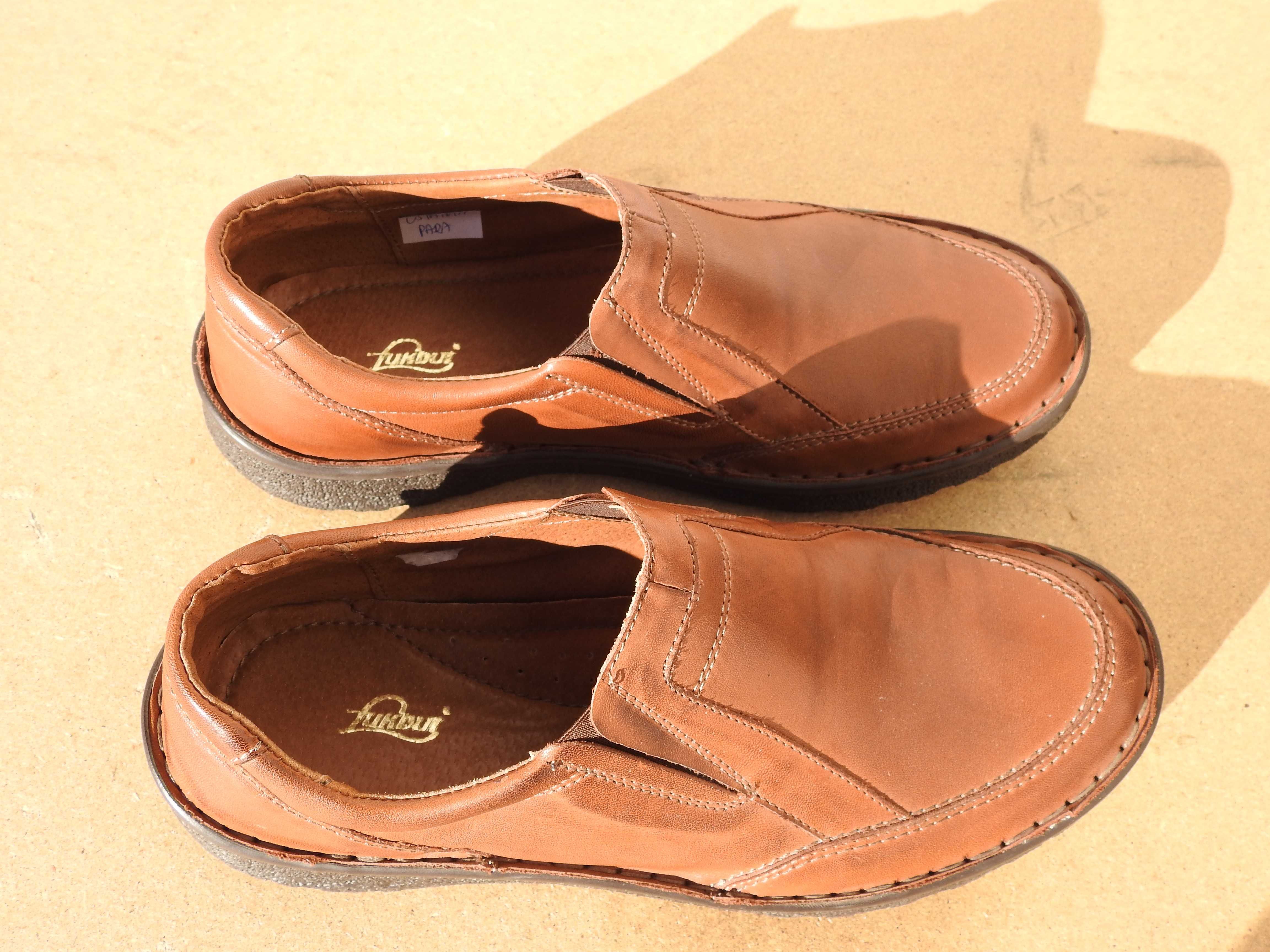 Buty skórzane Łukbut, kolor brązowy, rozmiar 40, mokasyny