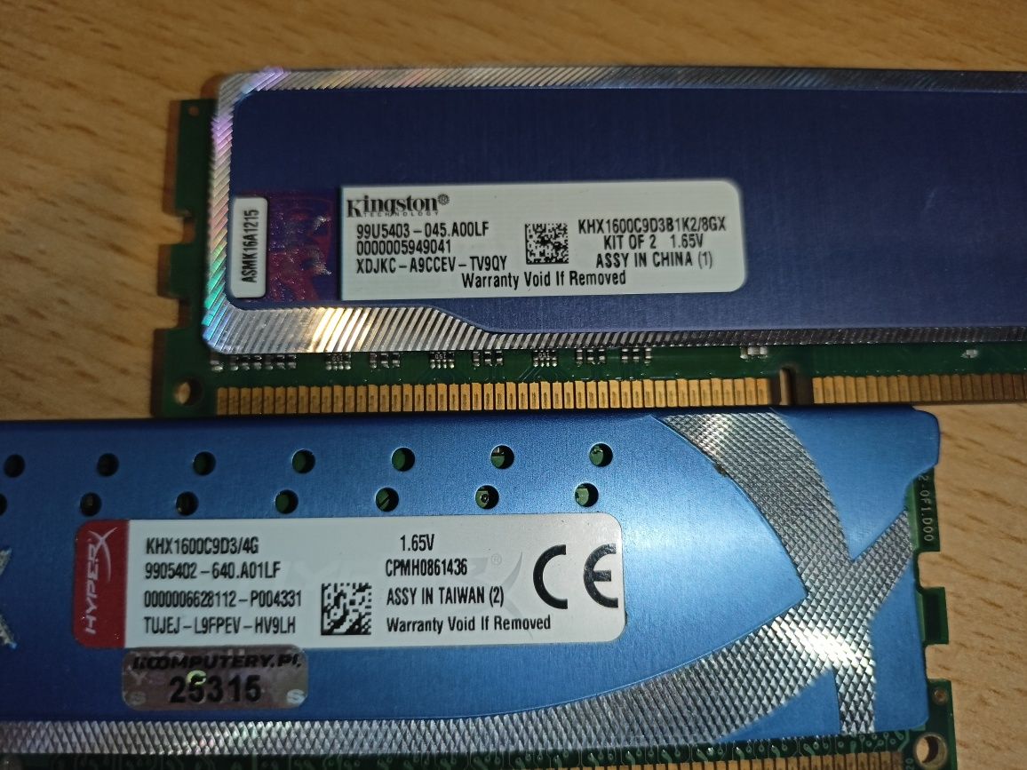 GAMINGOWY RAM DDR3 16 GB (4x4 GB) 1600 MHz – 1.5V i 1.65V kingston
