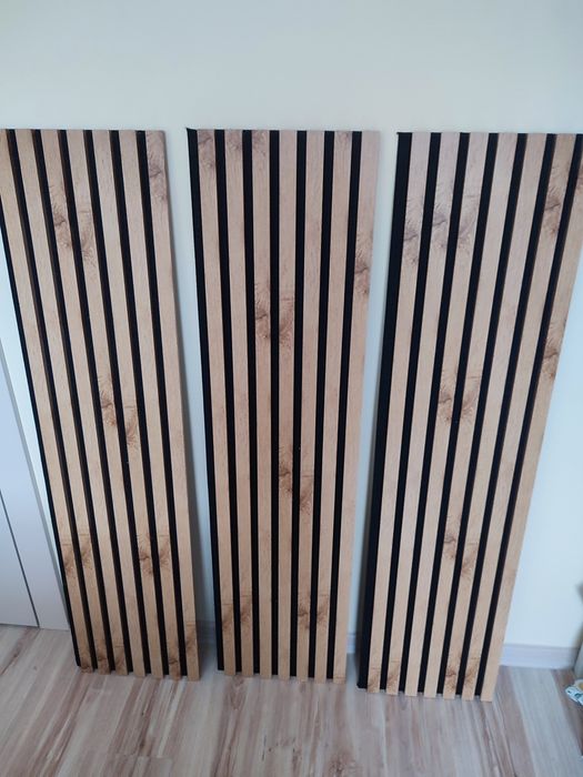 Lamele MDF na czarnym filcu nowe 31x121cm 3 szt
