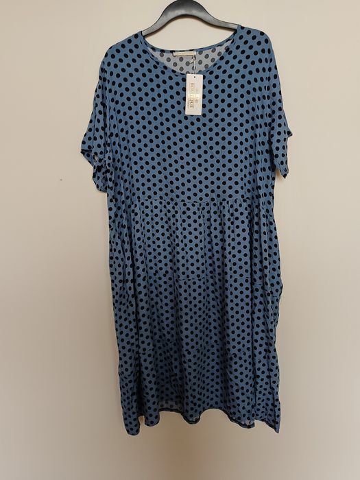 Granatowa sukienka w kropki oversize / plus size
