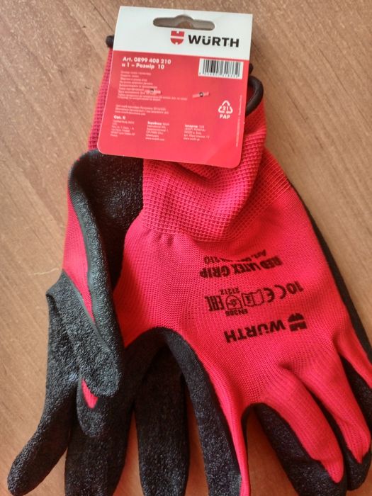 Рукавички захисні Wurth RED LATEX GRIP розмір 8(М)9(L)10(XL)