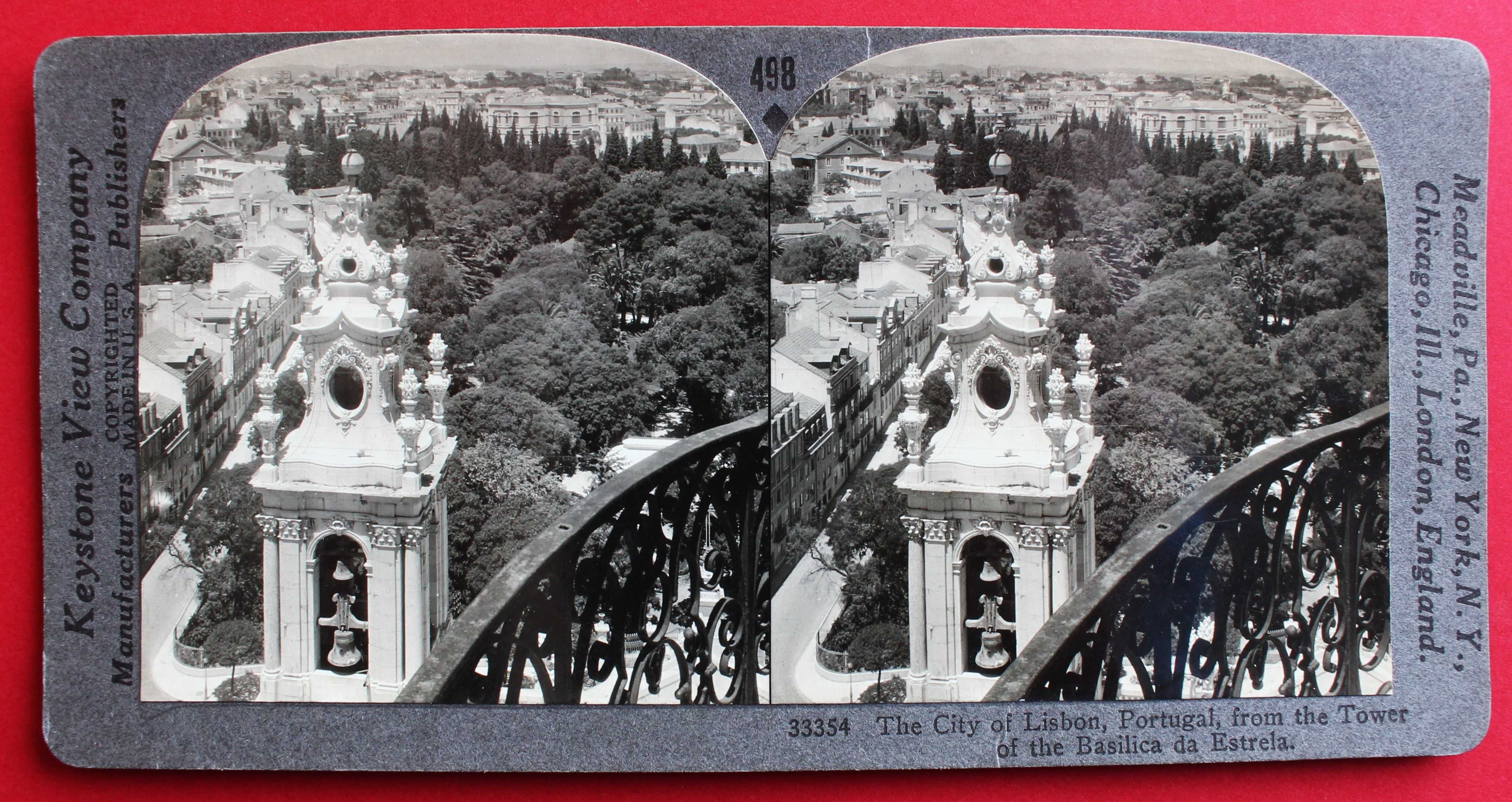 Lisboa vista da Basílica da Estrela foto estereoscópica Keystone