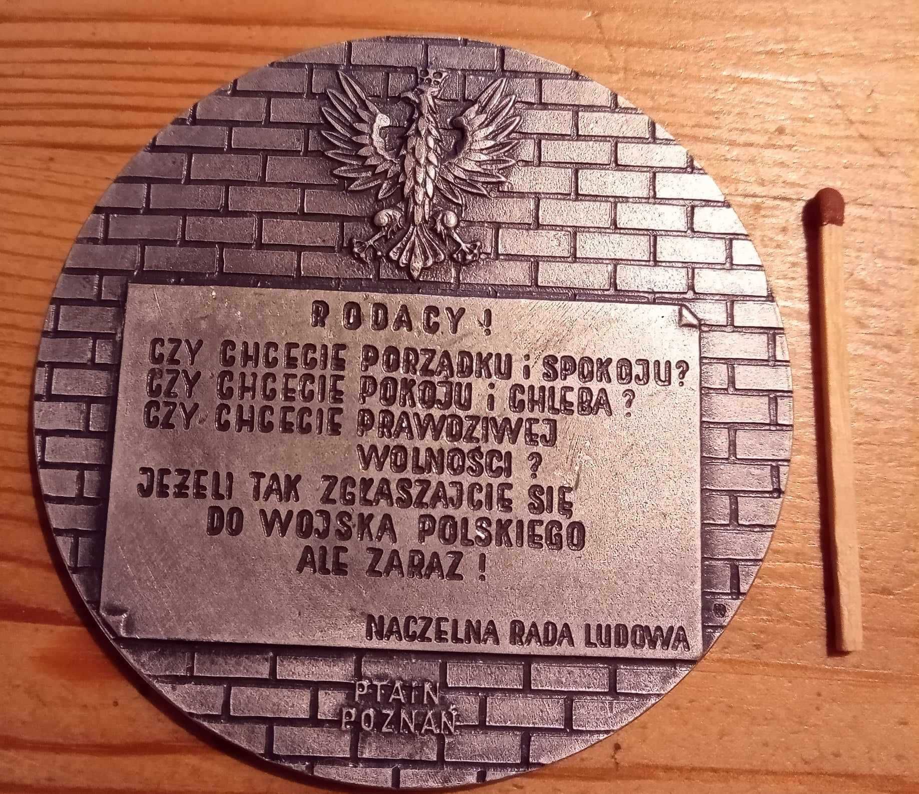 Duży medal (7 cm średnicy). 70-ta Rocznica Powstania Wielkopolskiego.