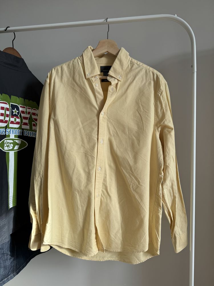 Żółta kanarkowa koszula H&M premium prima cotton
