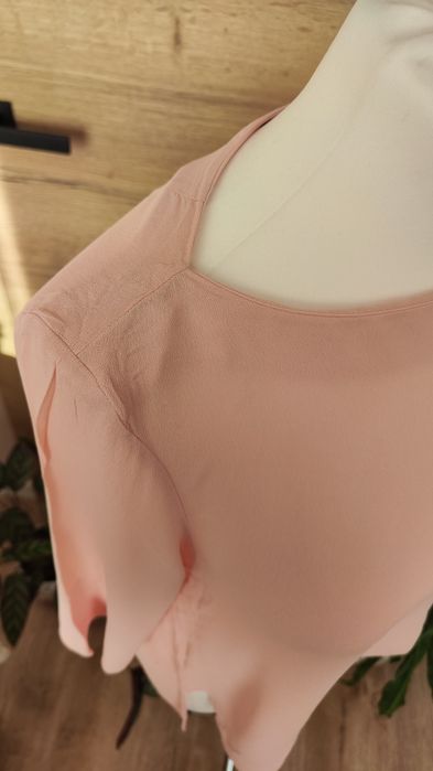 Gładka bluzka elegancka ZARA S zwiewna pudrowy róż