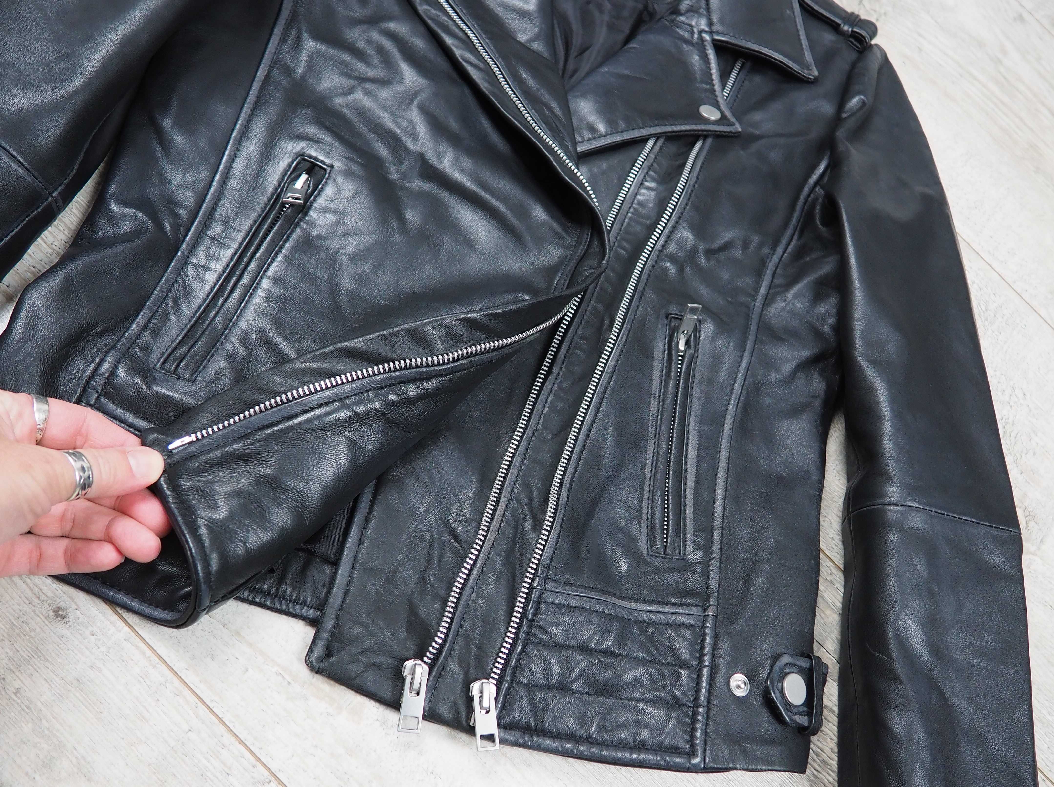 BARNEYS Originals_Women’s Tall Washed Leather Jacket_dla wysokich_S/M