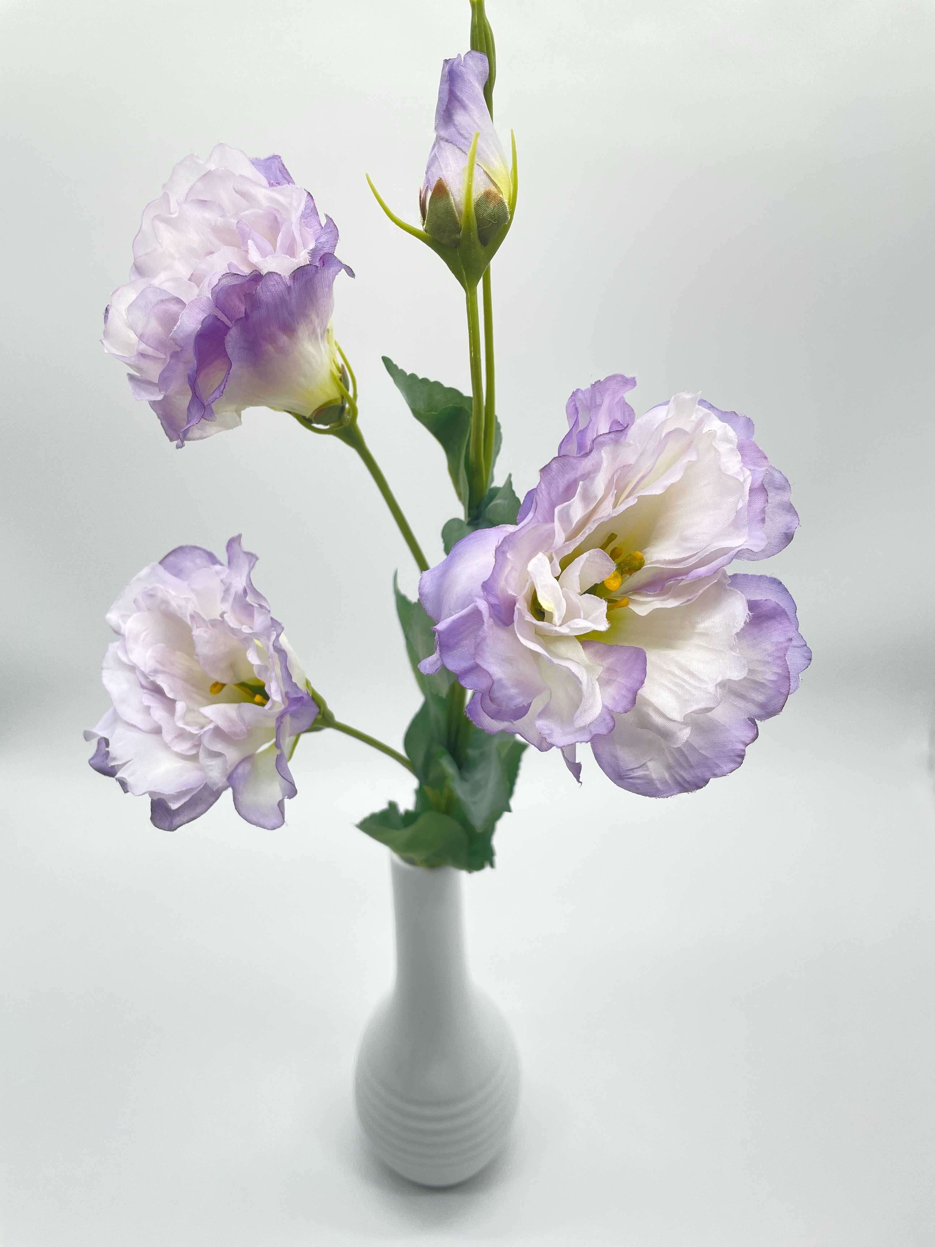 Eustoma Sztuczny Kwiat Wazon 68 cm Jasny Fiolet Gałązka