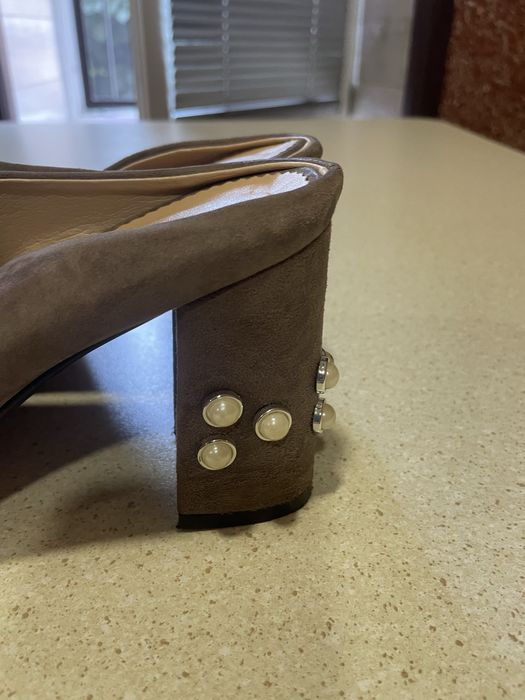 Сабо замша на каблуке