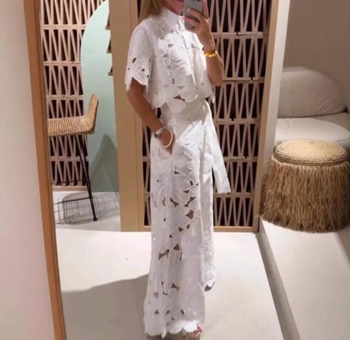 Святковий нарядний костюм мереживо, кружево штани палаццо