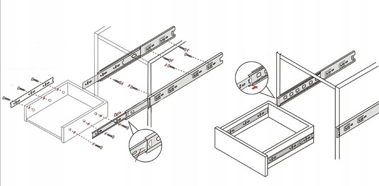 Prowadnica Kulkowa Do Szuflady Meblowa 500Mm