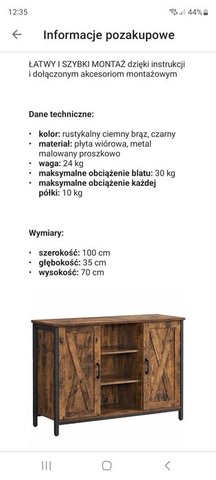 Zanzara rustykalna komoda loft retro 70x100x35