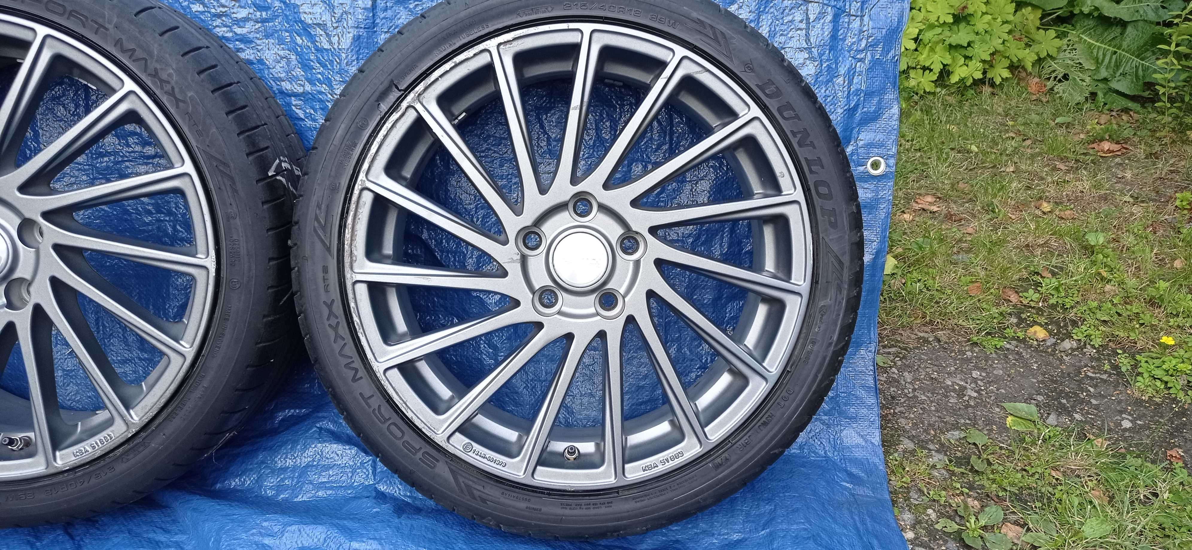 Felgi Koła Aluminiowe BROCK 215/40/R18 DUNLOP 7mm 5x114.3 TOYOTA HONDA