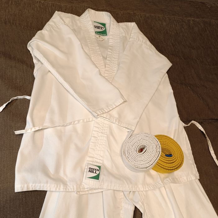 Кимоно 150см green hill+ в подарок белый, жовтий пояси