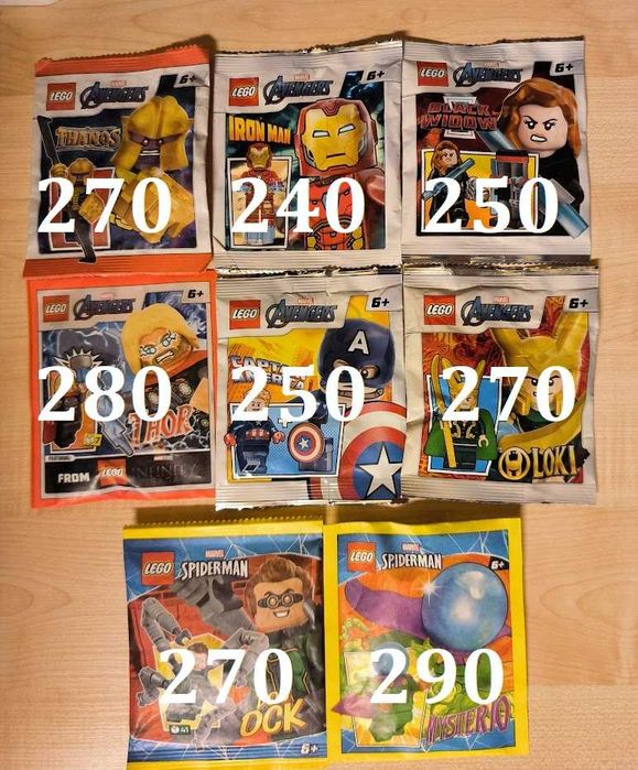 Нові запаковані Lego Marvel Avengers фігурки фойл пак paper bag