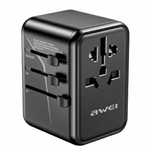 AWEI Adapter siec 2xUSB+3xUSB-C C-40 65W 4w1 US/AU/EU/UK czarny/blac