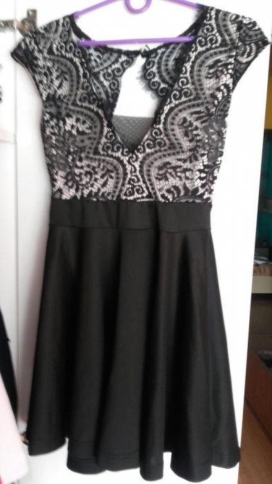 Sukienka czarna z koronką+torebka