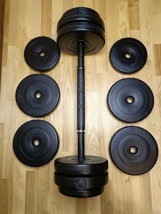 Гантели 2х26 + соединитель/переходник в штангу/комплект 52кг 3в1