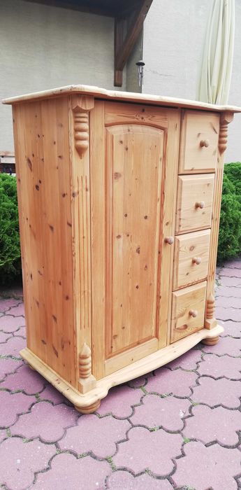 Komoda stylowa drewniana szafka sosnowa szuflady surowa bieliźniarka