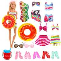 Ubranka dla lalek Barbie + Akcesoria plażowe koło dmuchane