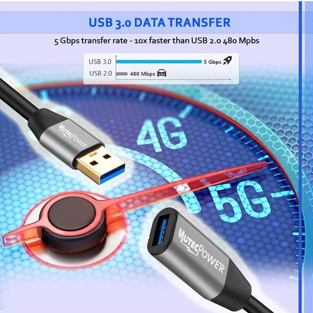 MutecPower Aktywny kabel przedłużający USB 3.0 10m wzmacniacz sygnału