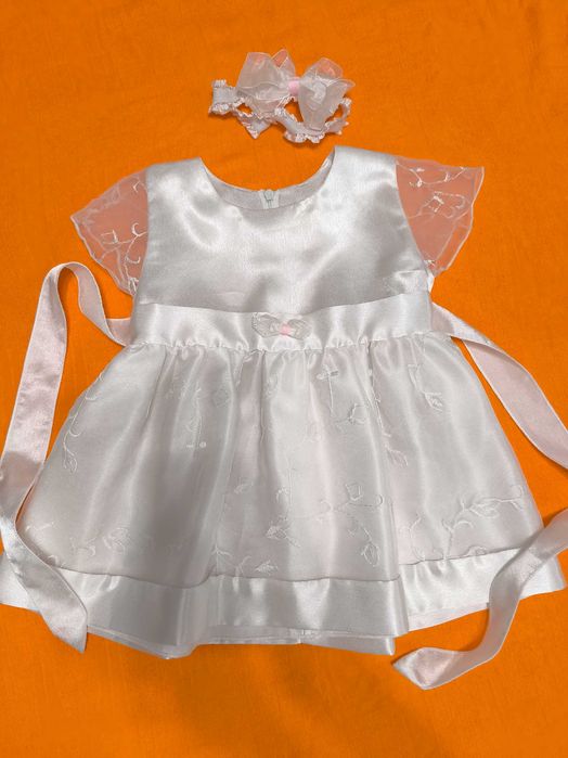 Sukienka biała na chrzest, roczek 80