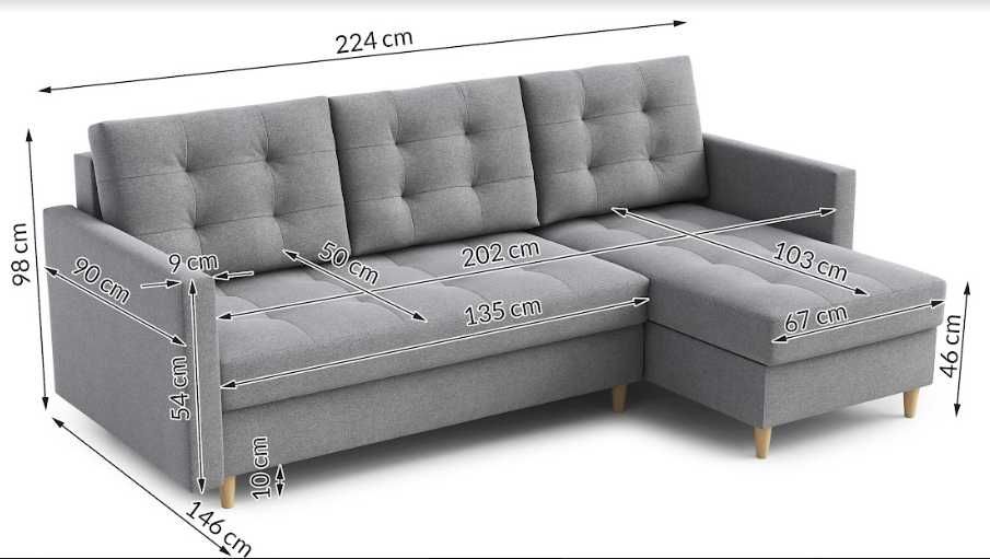 Narożnik Rozkładany Z Pojemnikiem Rogówka Bari RN01 O-sofa