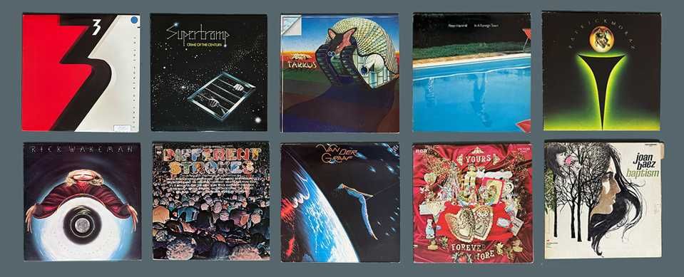 Lote 10 LPs Rock/Rock Progressivo/Jazz-Rock.