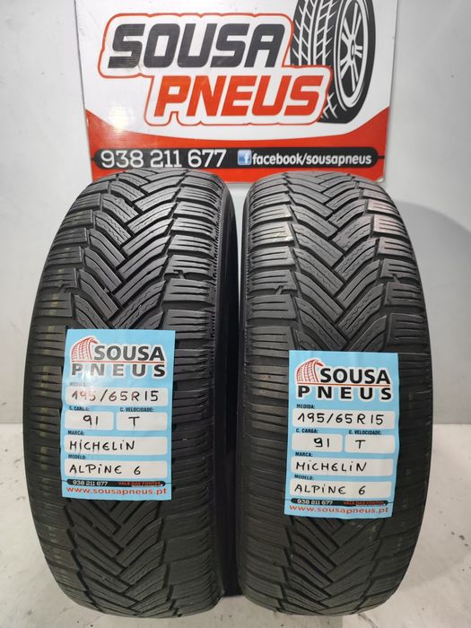 2 pneus semi novos Michelin 195/65R15 91T Oferta da Entrega