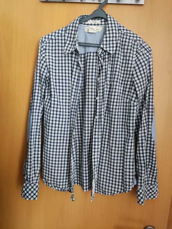 Camisa H&M xadrez azul e branca