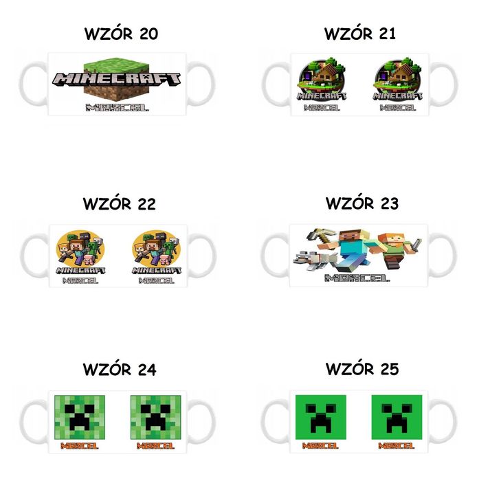 Kubek z nadrukiem Minecraft, różne wzory plus imię
