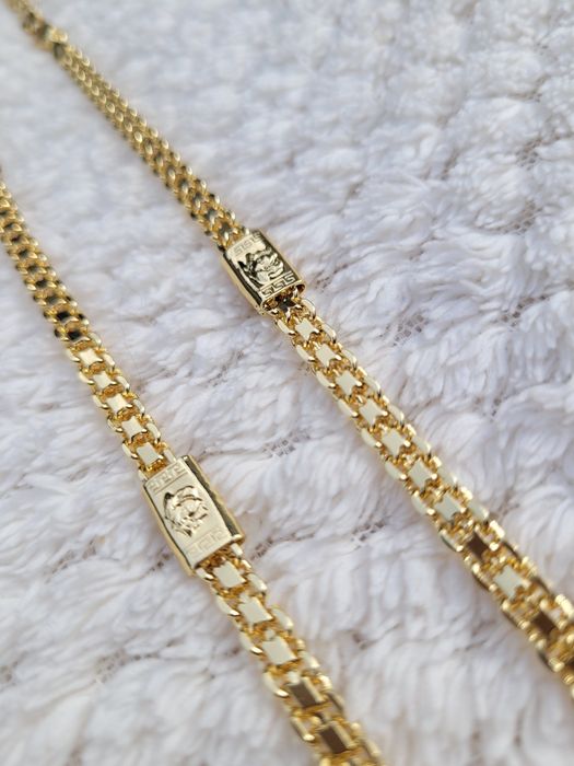 Złoty pozłacany naszyjnik łańcuszek splot versace królewski