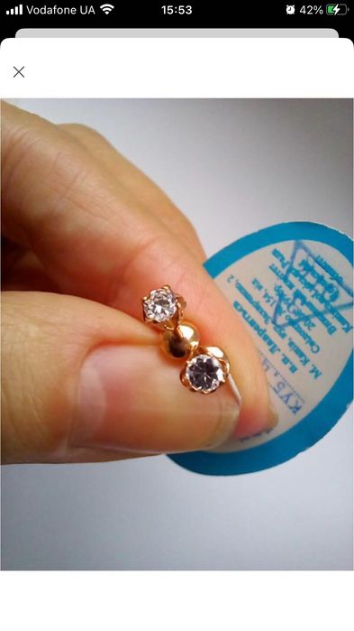 Класика! Золоті вкруточки- пусети з цирконієм