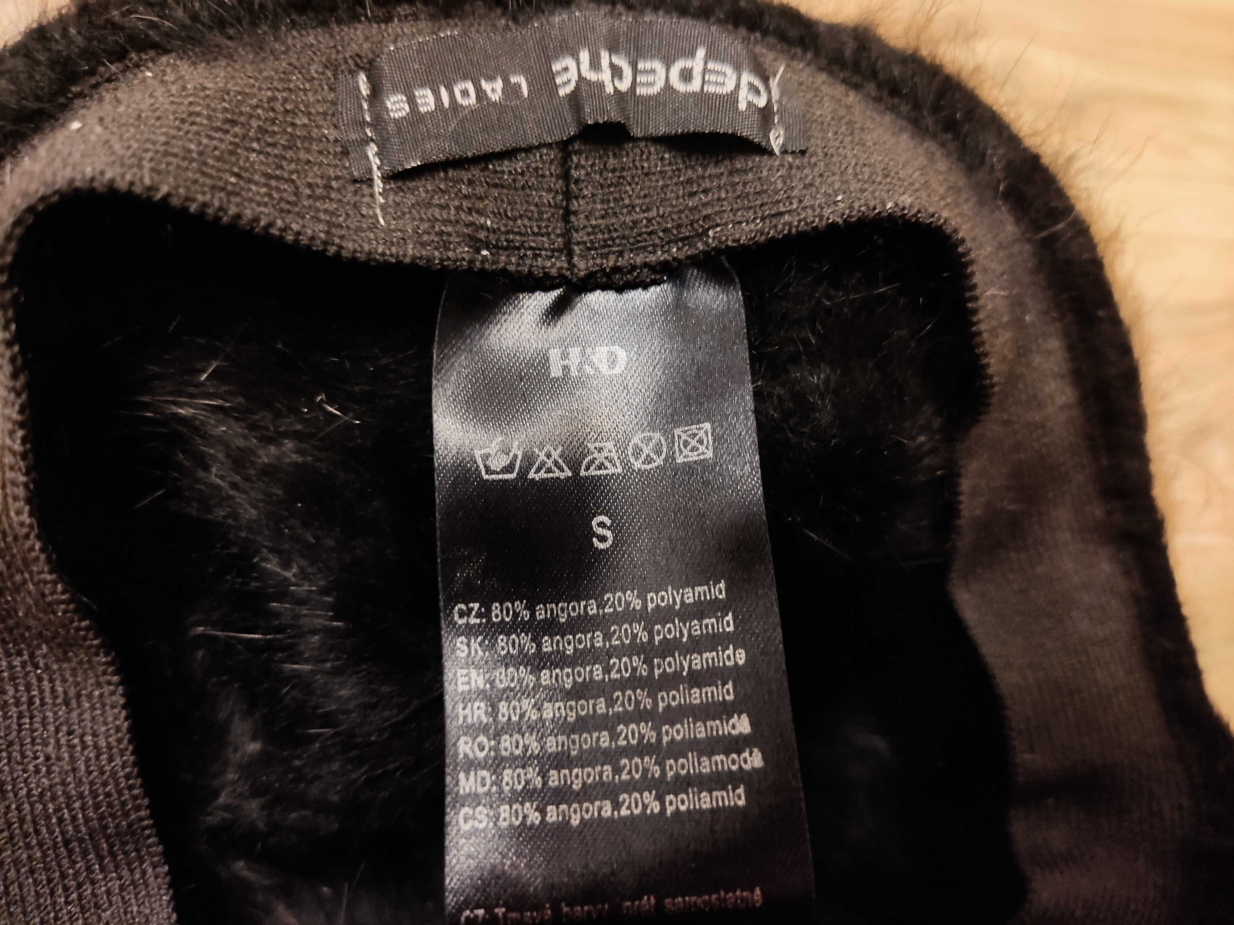 Czapka zimowa dżokejka, jokejka, bejsbolówka r.  XS/S, wełna angora