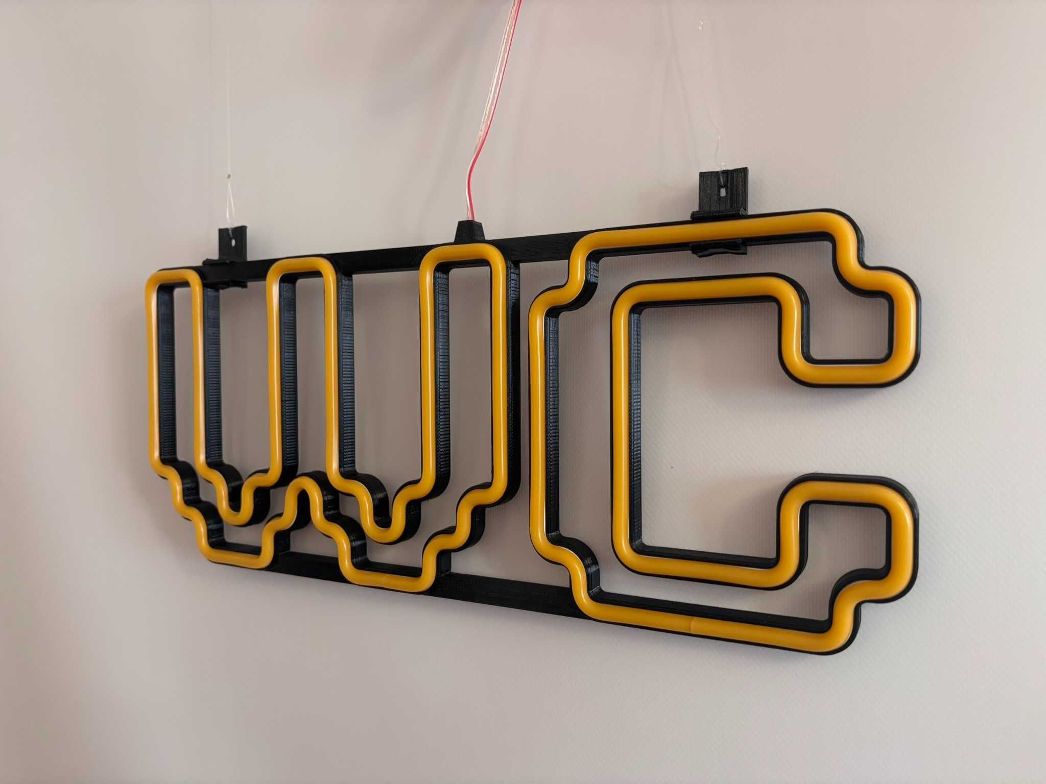Неонова вивіска "WC" жовта, 420*170 мм