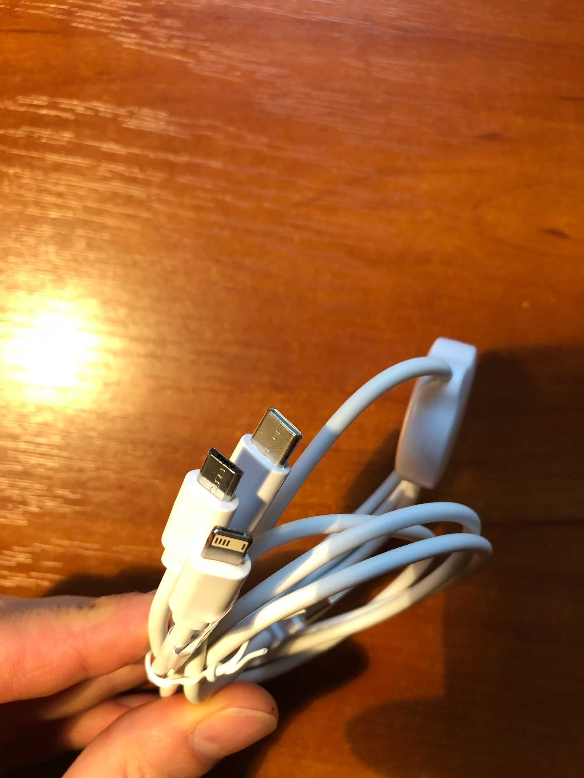 Kabel przewód rozgałężnik 3x usb/usb-c  micro usb lightning 100cm.