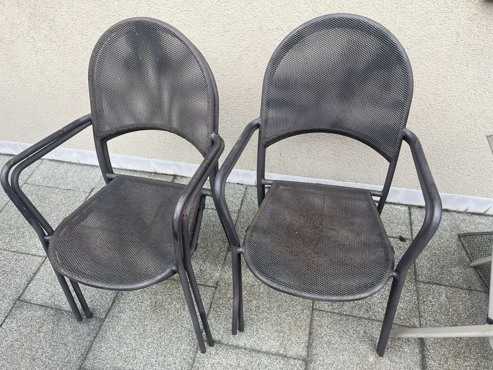 Stół tarasowy metalowy 152x94 + 4 krzesla