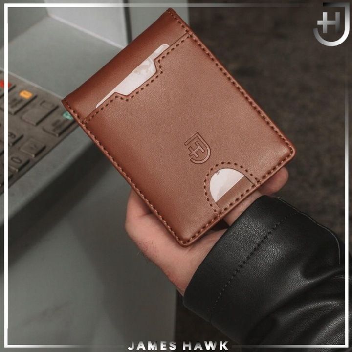 James Hawk Smart Wallet Skórzany Portfel Męski Slim 1,5 Cm Czarny Brąz