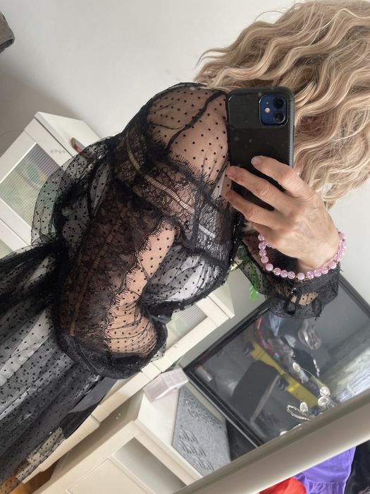 Sukienka piekna na kazda okazje czarna koronka roz S/M firma Zara